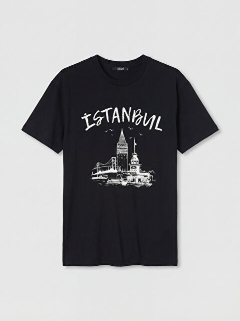 XSIDE Bisiklet Yaka İstanbul Baskılı Kadın Tişört