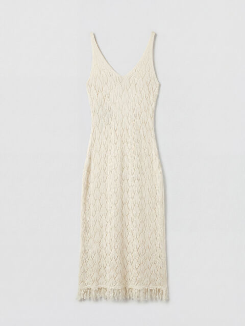 LCW DREAM V Yaka Ajurlu Saçaklı Plaj Elbisesi