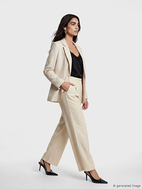 LCW Vision Beli Lastikli Keten Karışımlı Kadın Pantolon