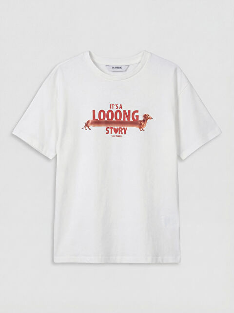 LCW Kids Bisiklet Yaka Baskılı Kız Çocuk Tişört