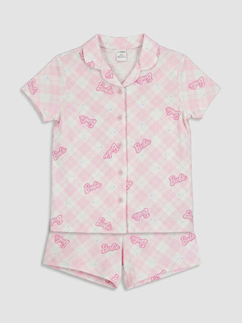 LCW Kids Barbie Baskılı Kız Çocuk Şortlu Pijama Takımı