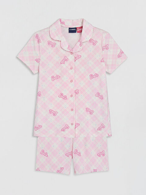 LCW Kids Barbie Baskılı Kız Çocuk Şortlu Pijama Takımı