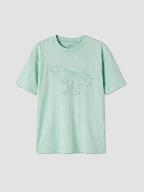 LCW Kids Bisiklet Yaka Kabartma Baskılı Erkek Çocuk Tişört