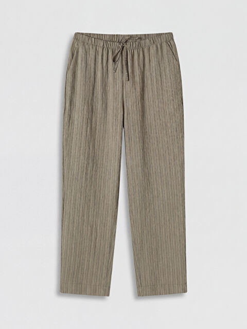 LCWAIKIKI Classic Beli Lastikli Dokulu Kadın Pantolon