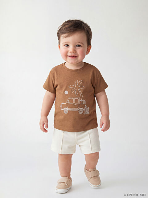 LCW baby Baskılı Erkek Bebek Tişört ve Şort Takım