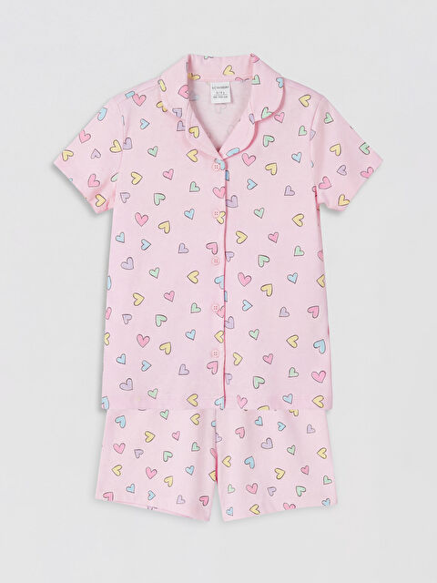 LCW Kids Gömlek Yaka Kız Çocuk Şortlu Pijama Takımı