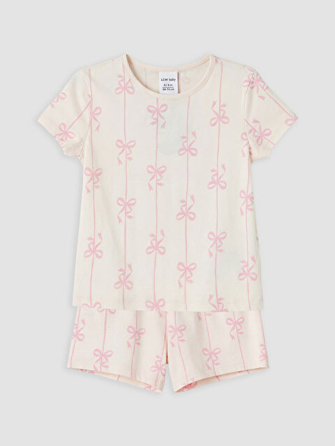 LCW Kids Fiyonk Desenli Kız Çocuk Şortlu Pijama Takımı