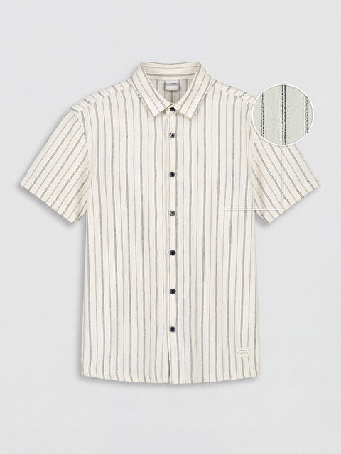 LCW Kids Çizgili Poplin Erkek Çocuk Gömlek