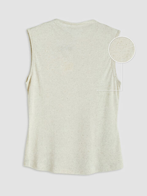 LCW Vision Bisiklet Yaka Keten Karışımlı Bluz