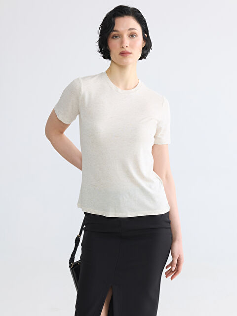 LCW Vision Bisiklet Yaka Kadın Tişört