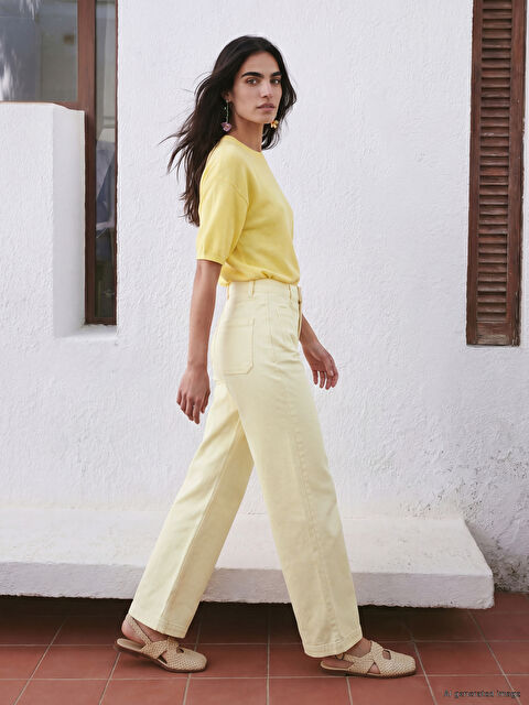 LCW Jeans Yüksek Bel Wideleg Kadın Jean Pantolon