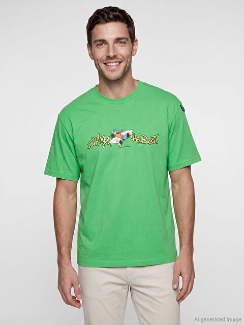 XSIDE Bisiklet Yaka Baskılı Erkek Tişört