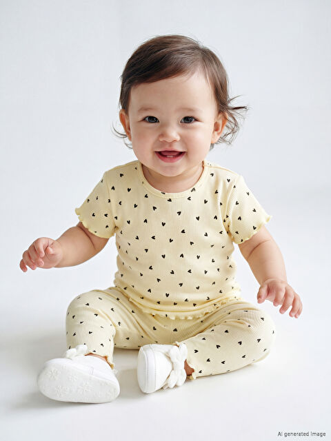 LCW baby Kalp Desenli Kız Bebek Takım