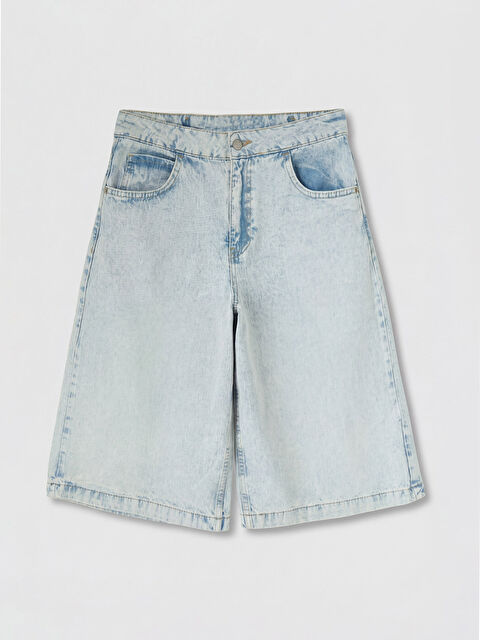 LCW Jeans Yüksek Bel Bermuda Fit Kadın Jean Şortolon