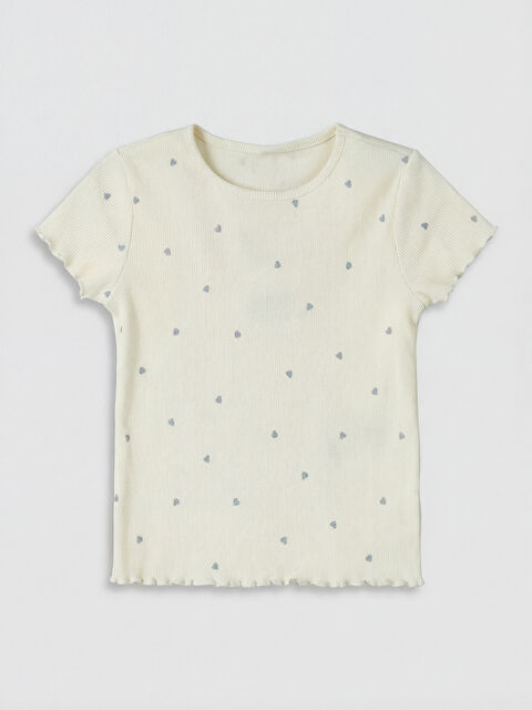 LCW Kids Kalp Desenli Fitilli Kız Çocuk Tişört