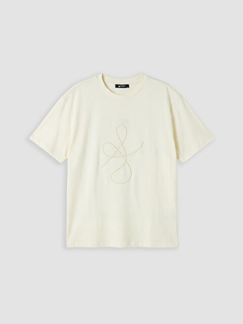 Soulife Bisiklet Yaka Nakışlı Kadın Tişört