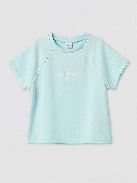 LCW Kids Bisiklet Yaka Baskılı Kız Çocuk Tişört