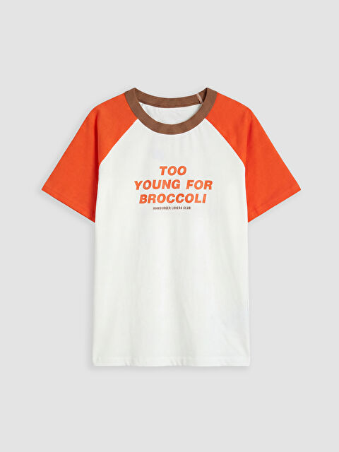 LCW Kids Bisiklet Yaka Slogan Baskılı Erkek Çocuk Tişört