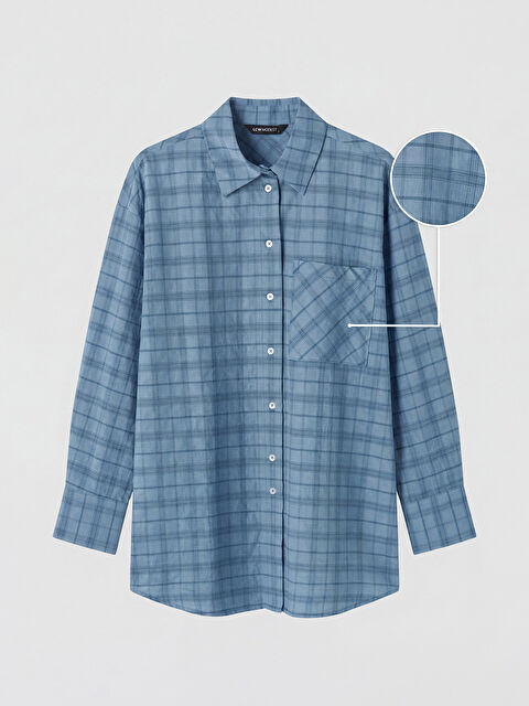 LCW Modest Ekose Oversize Kadın Gömlek