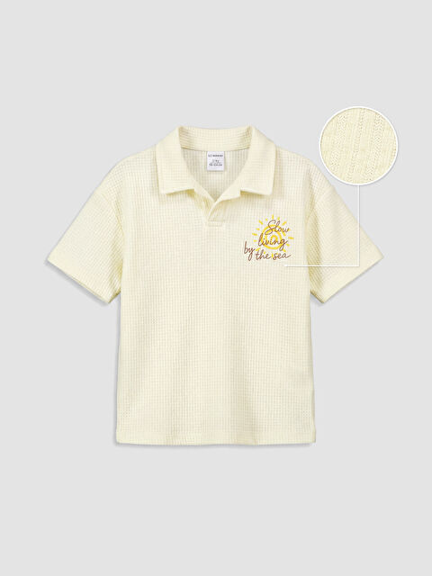 LCW Kids Polo Yaka Baskılı Erkek Çocuk Tişört