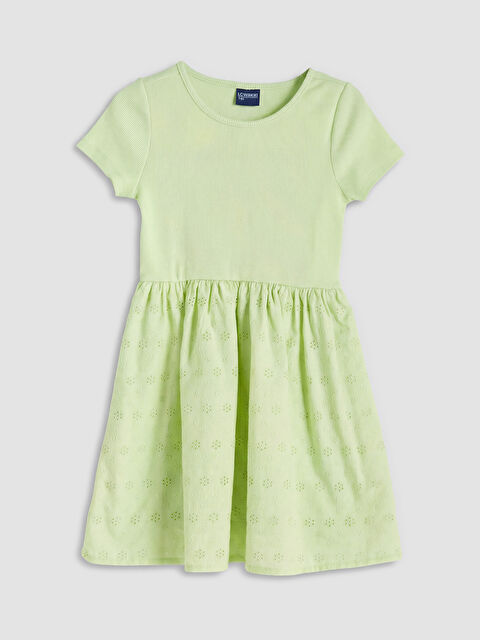 LCW Kids Bisiklet Yaka Fisto Detaylı Kız Çocuk Elbise