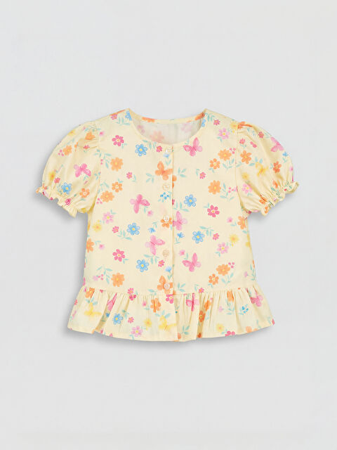 LCW Kids Fırfırlı Keten Görünümlü Kız Çocuk Gömlek - S6U016Z1-LQH