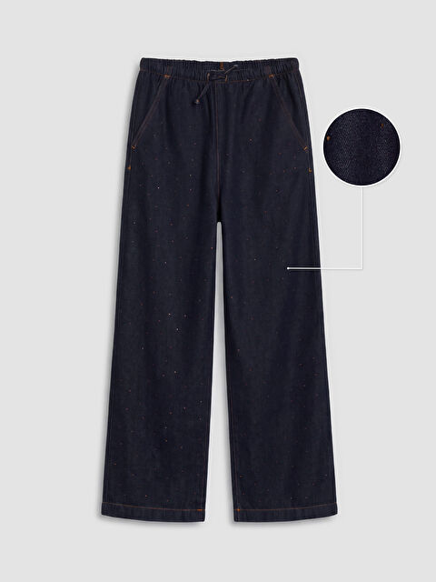 LCW Kids WideLeg Taşlı Kız Çocuk Jean Pantolon