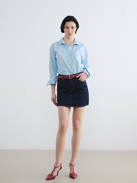 LCW Vision Beli Kemerli Mini Jean Etek