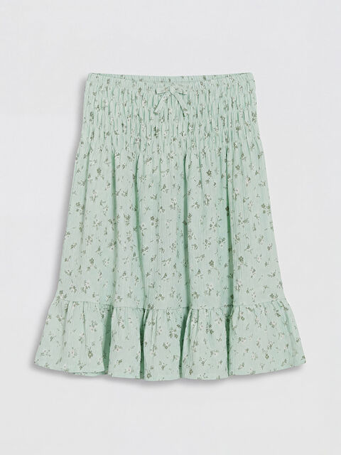 LCW Kids Beli Lastikli Çiçek Desenli Kız Çocuk Etek