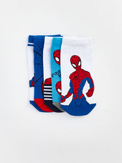 LCW Kids Spider-Man Baskılı Erkek Çocuk Patik Çorap 5'li