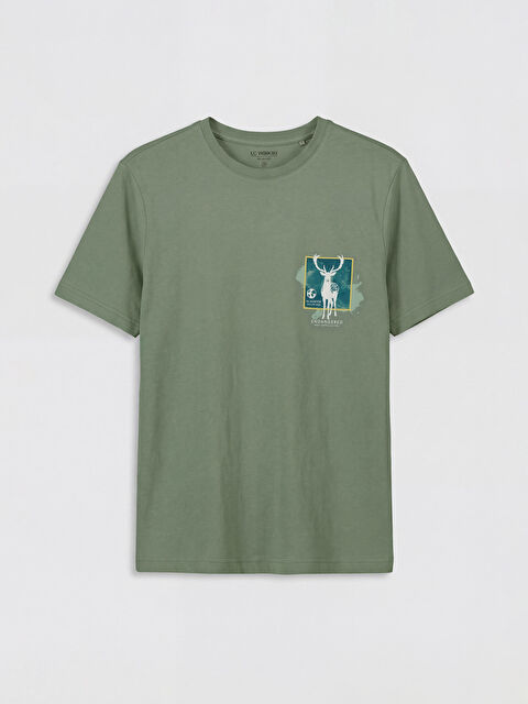 LCWAIKIKI Classic Bisiklet Yaka Baskılı Penye Erkek Tişört