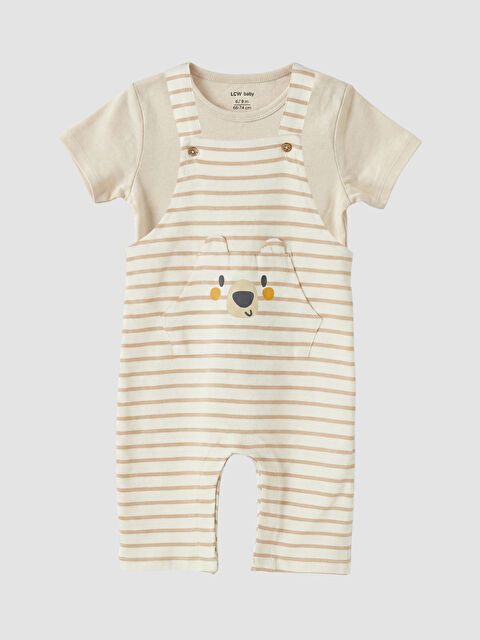 LCW baby Çizgili Erkek Bebek Salopet ve Tişört Takım
