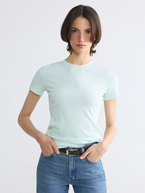 LCWAIKIKI Basic Bisiklet Yaka Kadın Tişört