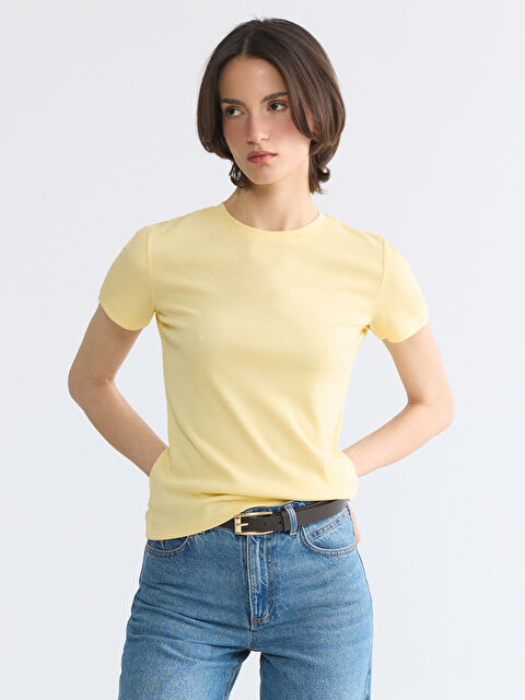 LCWAIKIKI Basic Bisiklet Yaka Kadın Tişört