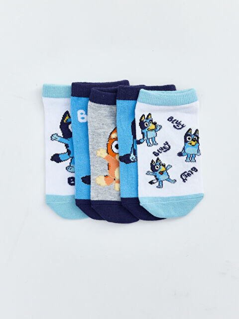 LCW Kids Bluey Baskılı Erkek Çocuk Patik Çorap 5'li