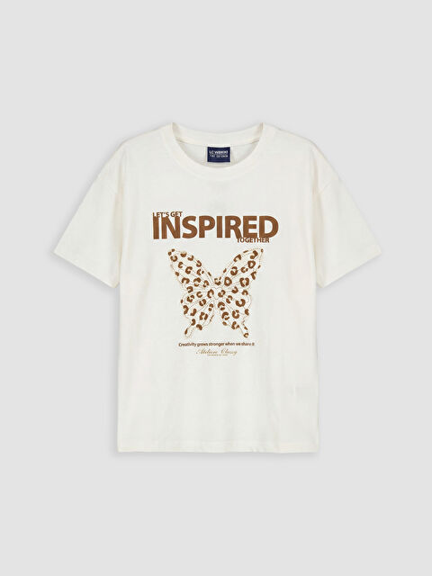 LCW Kids Kelebek Baskılı Kız Çocuk Tişört