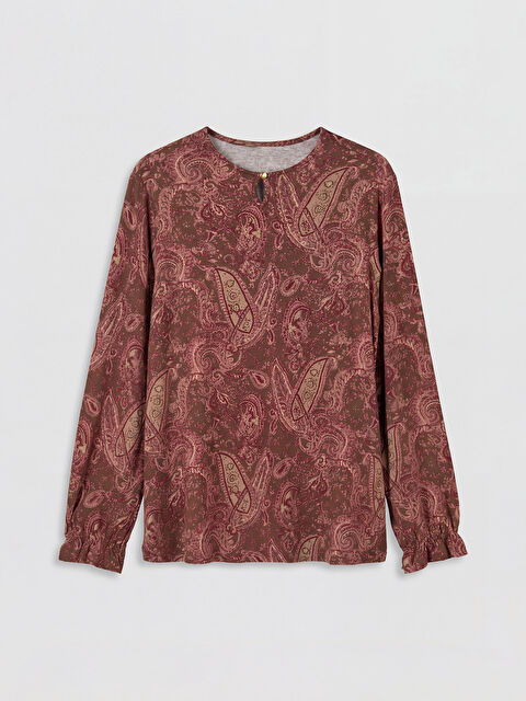 LCW Grace Bisiklet Yaka Desenli Bluz