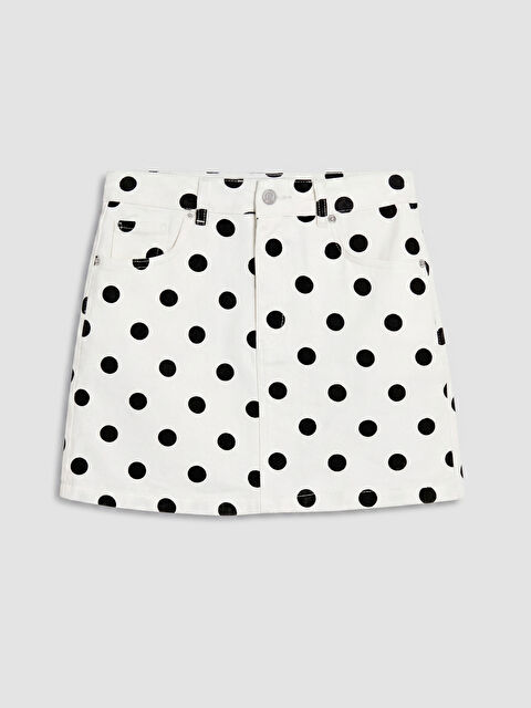 LCW Vision Fermuarlı Puantiyeli Mini Jean Etek