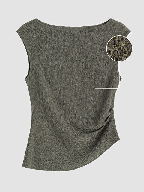 LCW Vision Kayık Yaka Büzgülü Bluz