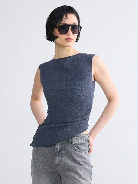 LCW Vision Kayık Yaka Büzgülü Bluz