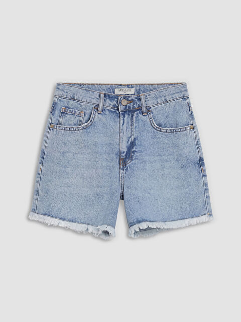 LCW Jeans Yüksek Bel Püsküllü Kadın Jean Şort