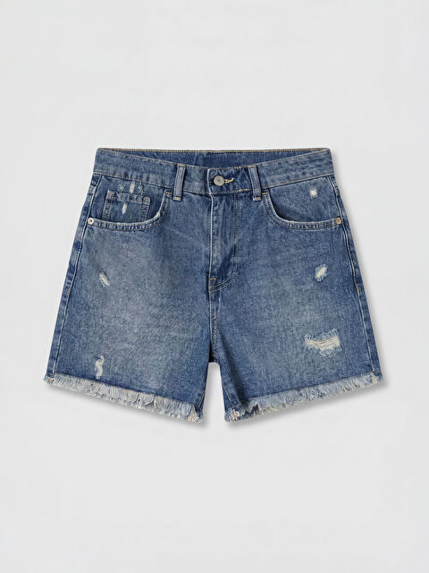 LCW Jeans Yüksek Bel Püsküllü Kadın Jean Şort