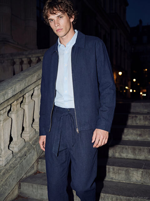 LCW Vision Regular Fit Keten Görünümlü Erkek Ceket