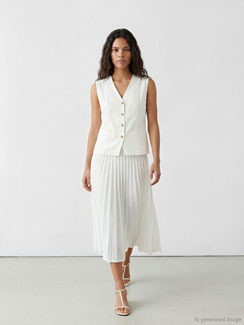 LCW Modest Yelek Görünümlü Pileli Elbise