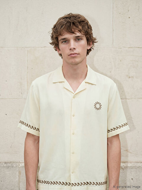 XSIDE Loose Fit Nakışlı Erkek Gömlek