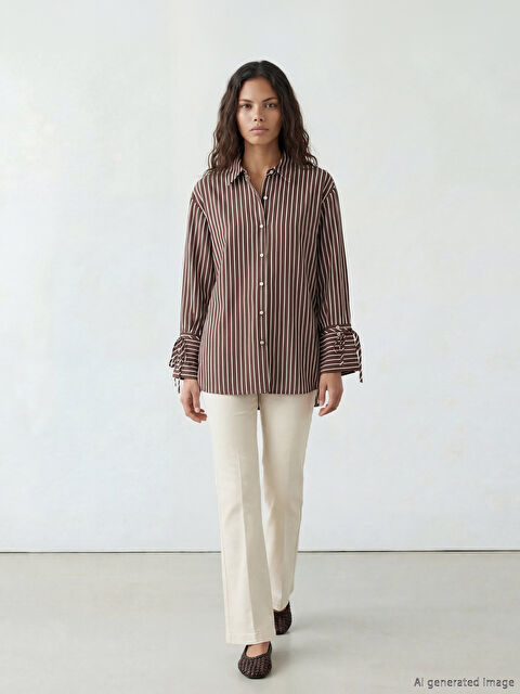 LCW Modest Çizgili Kadın Gömlek