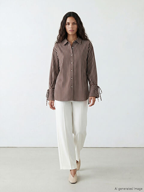 LCW Modest Çizgili Kadın Gömlek