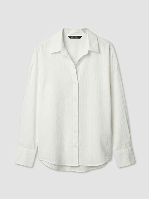 LCW Vision Çizgili Oversize Kadın Gömlek