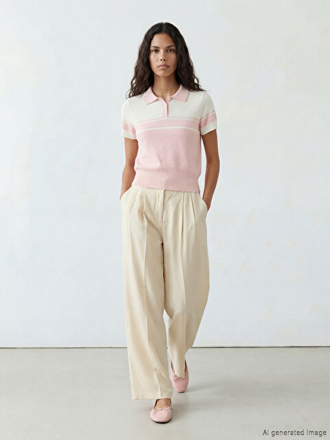 LCW Modest Yüksek Bel Pileli Kadın Kumaş Pantolon