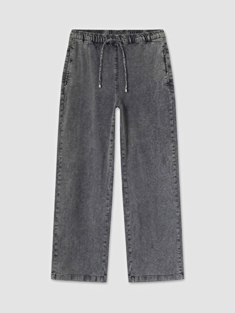 Natuvera Beli Lastikli Wideleg Kadın Jean Pantolon